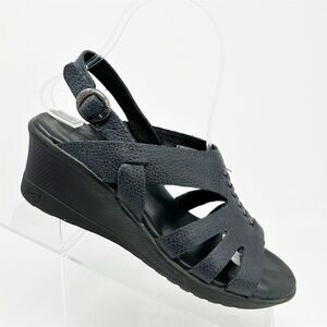 KEEN Elizabeth Women's Black Leather Slingback Wedge Sandals Size 6 Summer